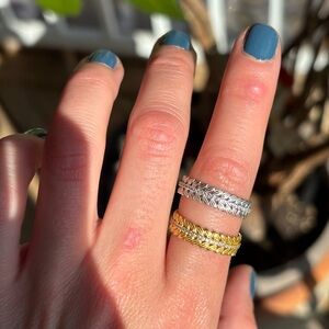 Sterling Silver .925 and Gold Leaves Rings